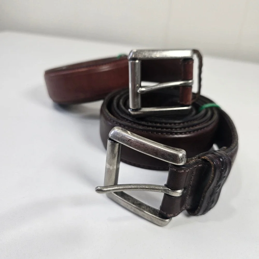 Coach‎ Mens Leather Belts Set of 2 Size 42 Brown Dark Brown Glovetanned USA Made